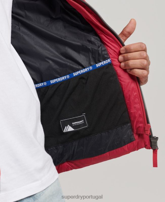 jaqueta puffer clássico com capuz homens vermelho roupas Superdry 2208H1041