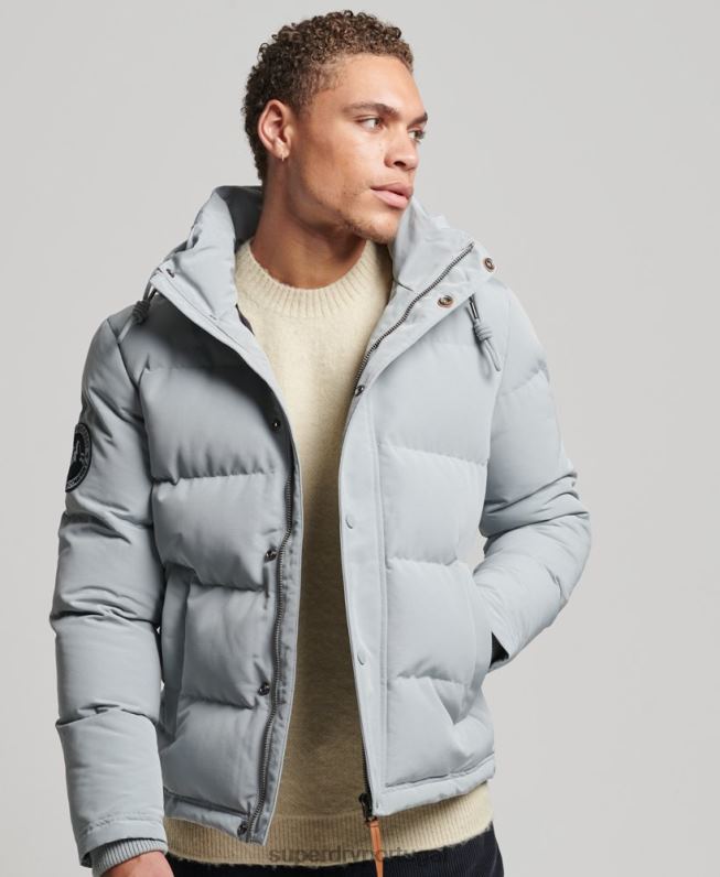 jaqueta puffer com capuz everest homens azul claro roupas Superdry 2208H1158