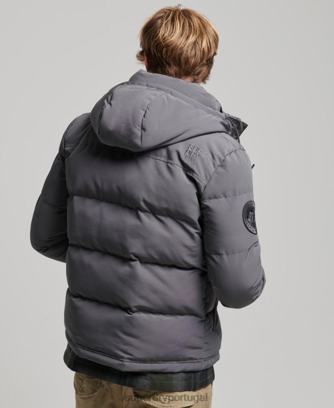jaqueta puffer com capuz everest homens cinza escuro roupas Superdry 2208H1049