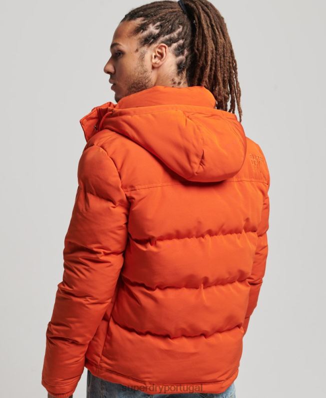 jaqueta puffer com capuz everest homens laranja roupas Superdry 2208H1122
