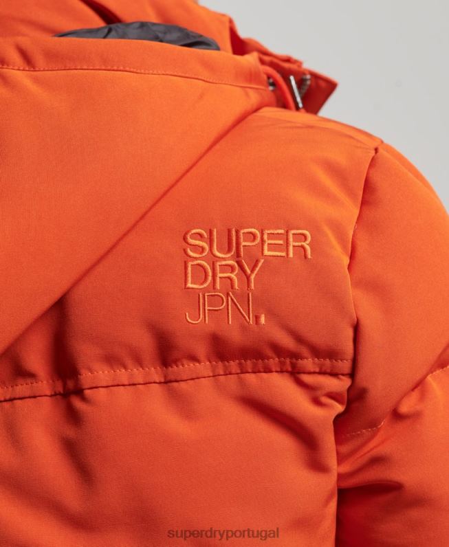 jaqueta puffer com capuz everest homens laranja roupas Superdry 2208H1122
