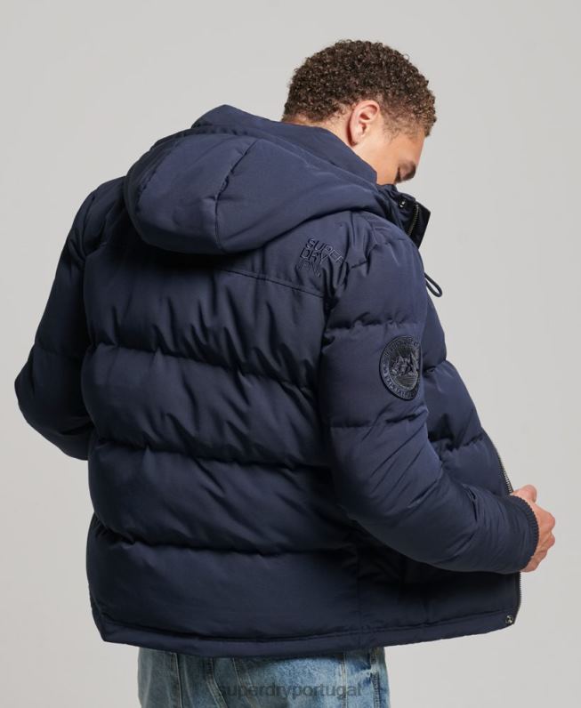 jaqueta puffer com capuz everest homens marinha roupas Superdry 2208H1106