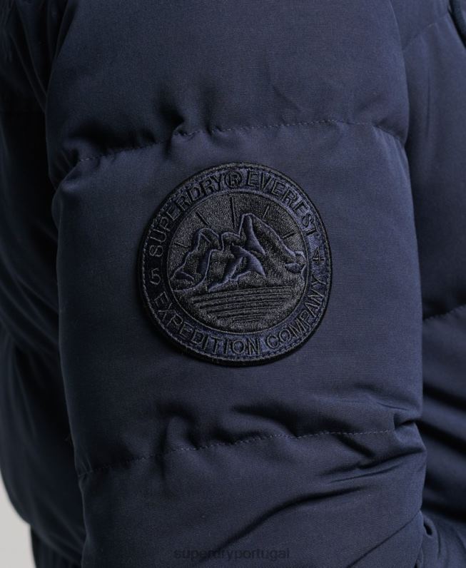 jaqueta puffer com capuz everest homens marinha roupas Superdry 2208H1106