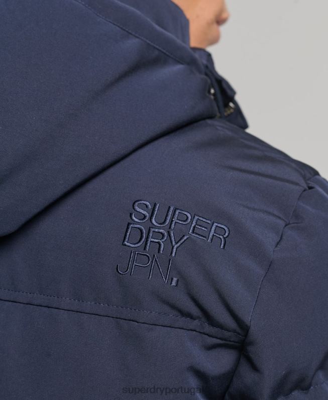 jaqueta puffer com capuz everest homens marinha roupas Superdry 2208H1106