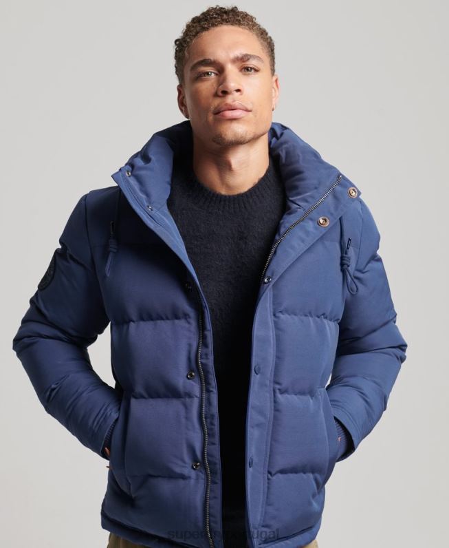 jaqueta puffer com capuz everest homens marinha roupas Superdry 2208H1129