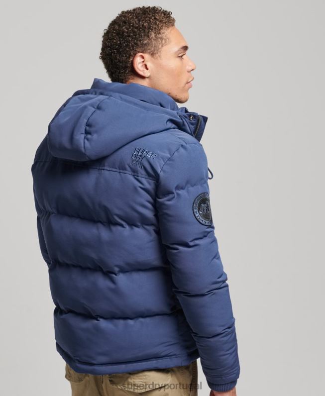 jaqueta puffer com capuz everest homens marinha roupas Superdry 2208H1129