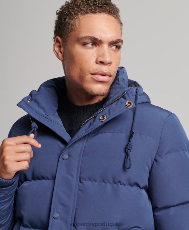 jaqueta puffer com capuz everest homens marinha roupas Superdry 2208H1129