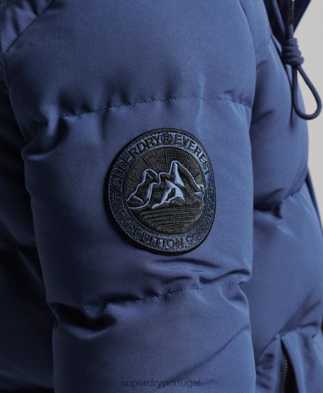 jaqueta puffer com capuz everest homens marinha roupas Superdry 2208H1129