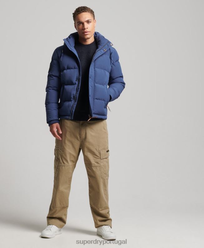 jaqueta puffer com capuz everest homens marinha roupas Superdry 2208H1129