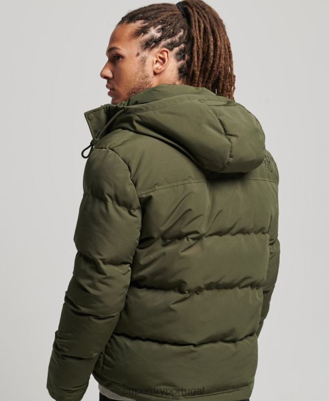 jaqueta puffer com capuz everest homens verde roupas Superdry 2208H1077