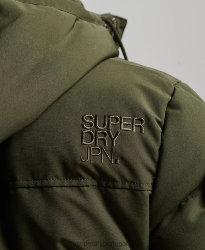 jaqueta puffer com capuz everest homens verde roupas Superdry 2208H1077
