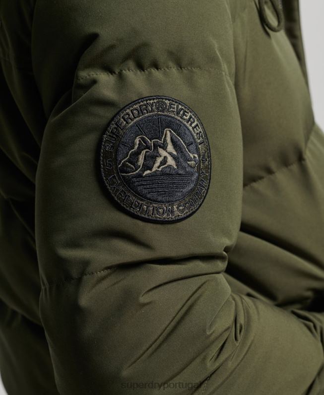 jaqueta puffer com capuz everest homens verde roupas Superdry 2208H1077
