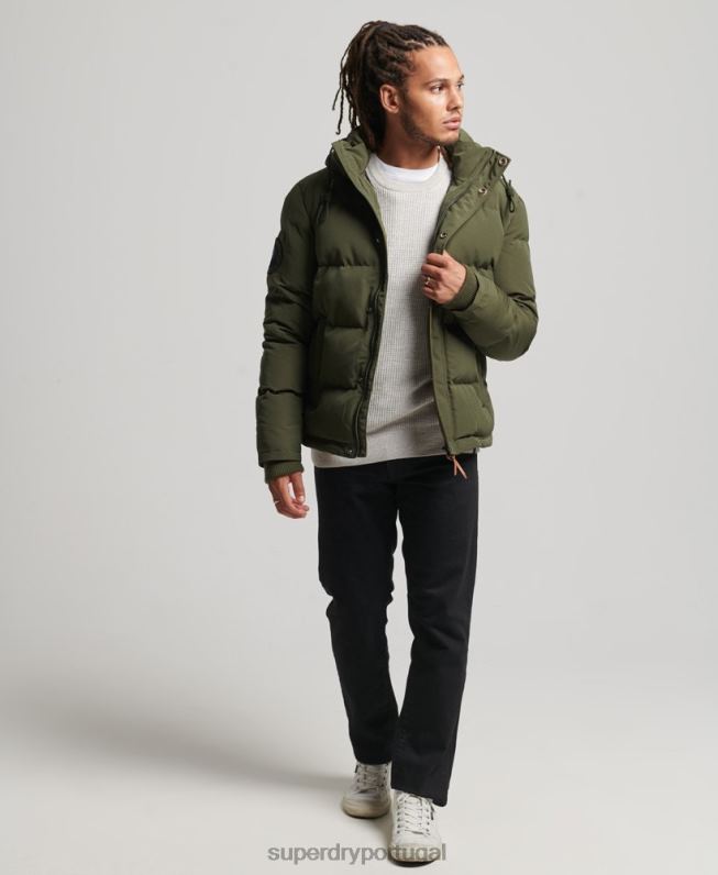 jaqueta puffer com capuz everest homens verde roupas Superdry 2208H1077