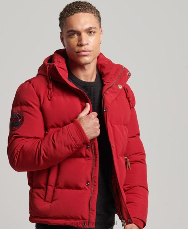 jaqueta puffer com capuz everest homens vermelho roupas Superdry 2208H1135