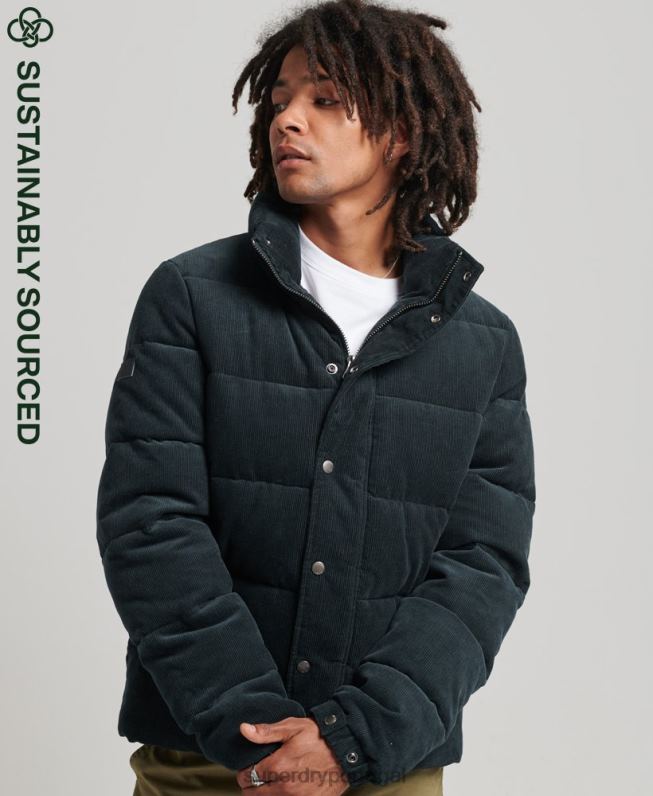 jaqueta puffer de cordão retrô vintage homens marinha roupas Superdry 2208H4698