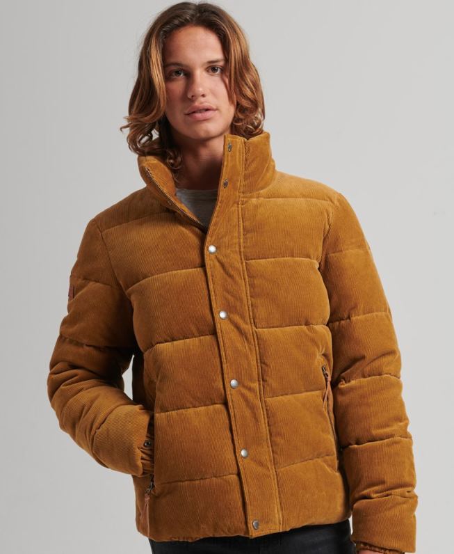 jaqueta puffer de cordão retrô vintage homens marrom roupas Superdry 2208H4554