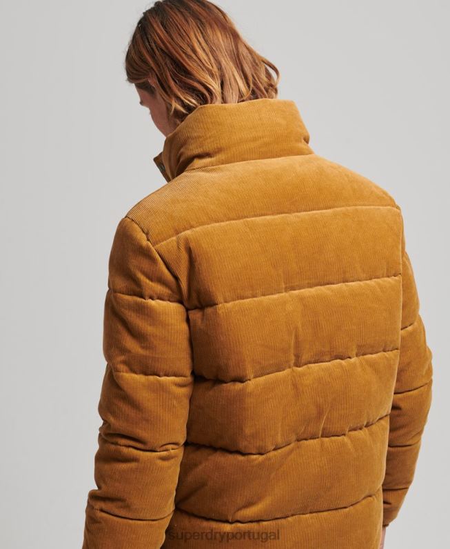 jaqueta puffer de cordão retrô vintage homens marrom roupas Superdry 2208H4554