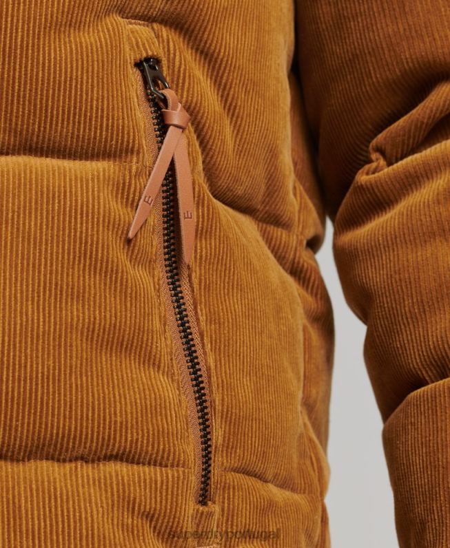 jaqueta puffer de cordão retrô vintage homens marrom roupas Superdry 2208H4554