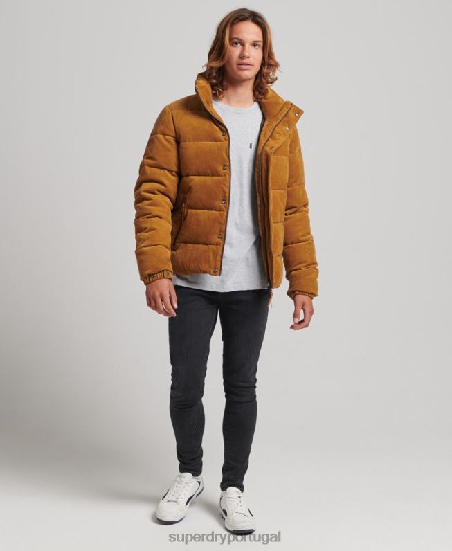 jaqueta puffer de cordão retrô vintage homens marrom roupas Superdry 2208H4554