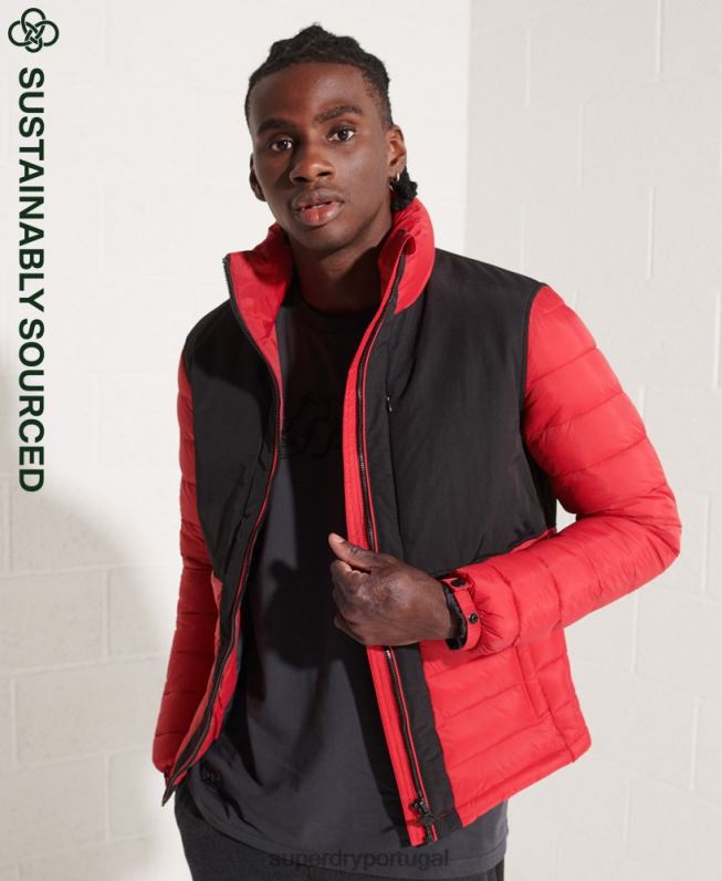 jaqueta puffer de expedição sem capuz homens vermelho roupas Superdry 2208H4570