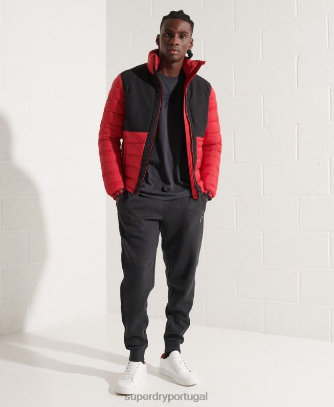 jaqueta puffer de expedição sem capuz homens vermelho roupas Superdry 2208H4570