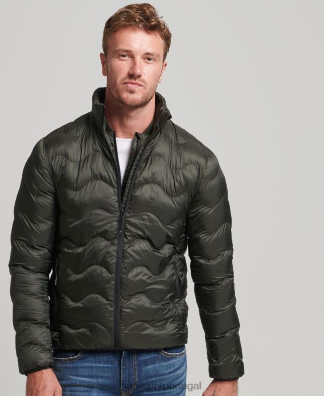 jaqueta puffer leve acolchoada curta homens verde roupas Superdry 2208H4499