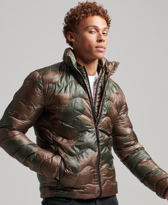 jaqueta puffer leve acolchoada curta homens verde roupas Superdry 2208H4574