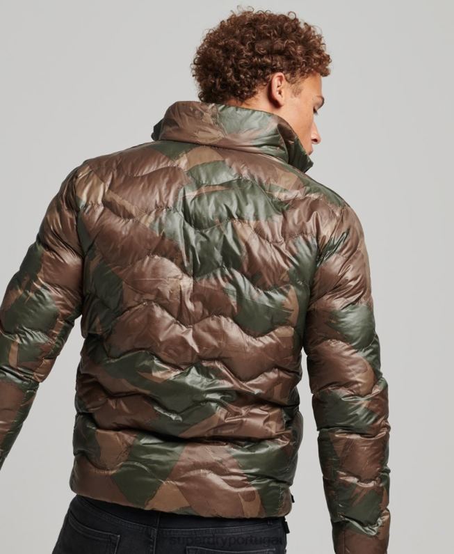 jaqueta puffer leve acolchoada curta homens verde roupas Superdry 2208H4574