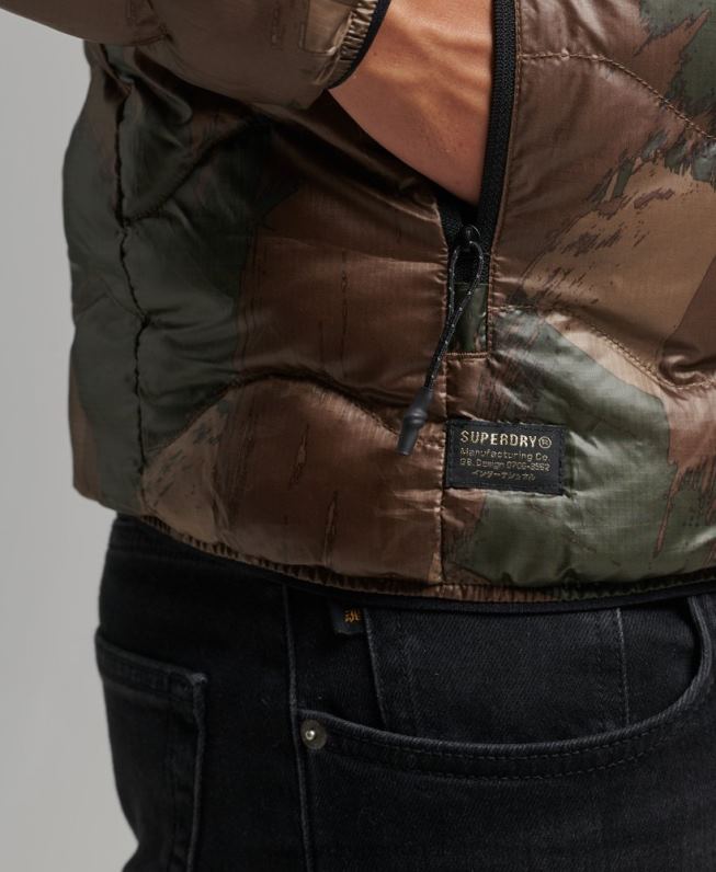 jaqueta puffer leve acolchoada curta homens verde roupas Superdry 2208H4574