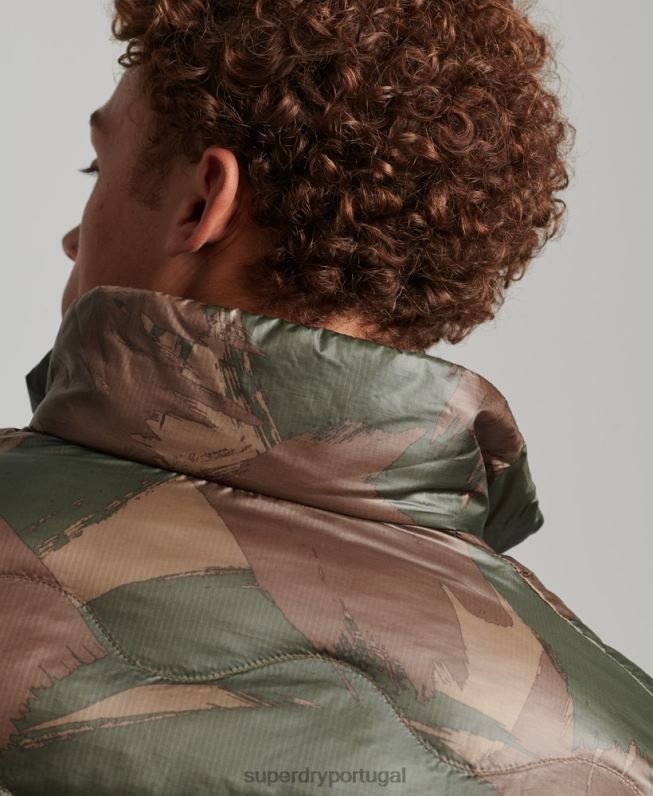jaqueta puffer leve acolchoada curta homens verde roupas Superdry 2208H4574