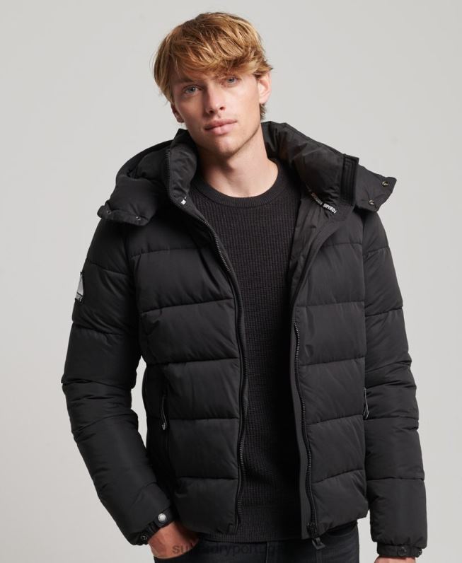 jaqueta puffer montanha de microfibra homens preto roupas Superdry 2208H1143