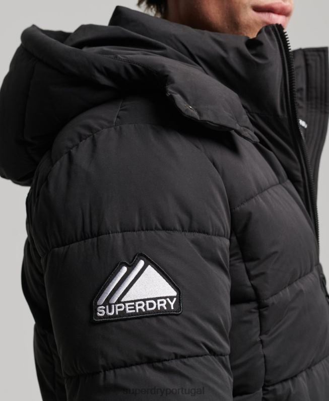 jaqueta puffer montanha de microfibra homens preto roupas Superdry 2208H1143