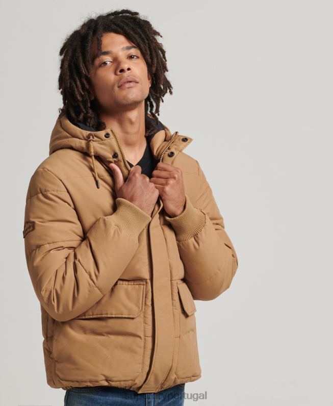 jaqueta puffer montanha homens marrom roupas Superdry 2208H4467