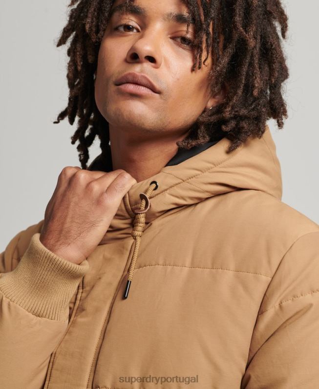 jaqueta puffer montanha homens marrom roupas Superdry 2208H4467