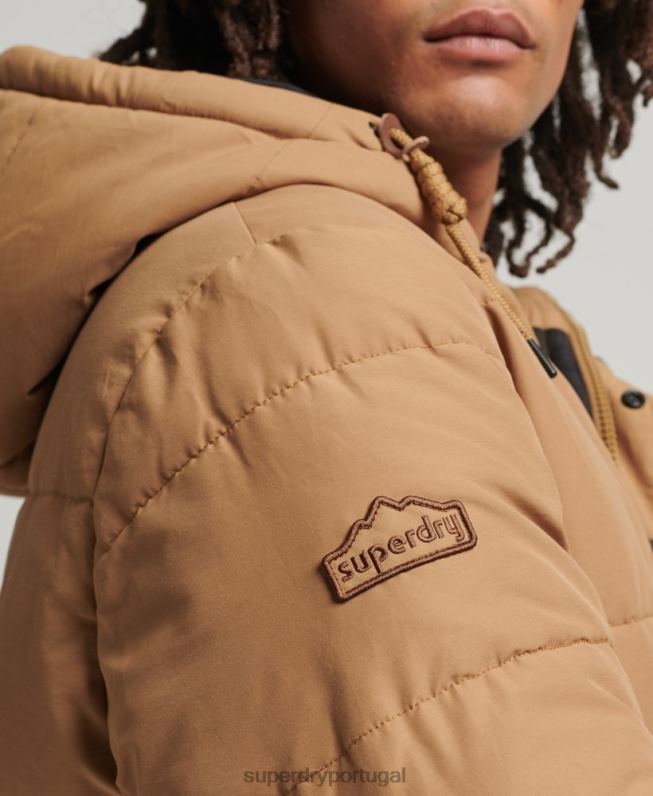 jaqueta puffer montanha homens marrom roupas Superdry 2208H4467