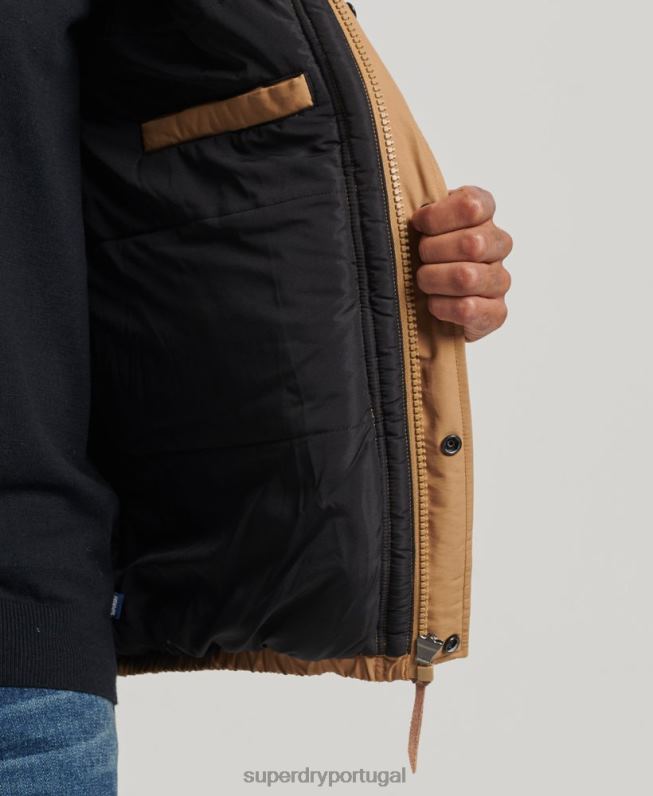 jaqueta puffer montanha homens marrom roupas Superdry 2208H4467