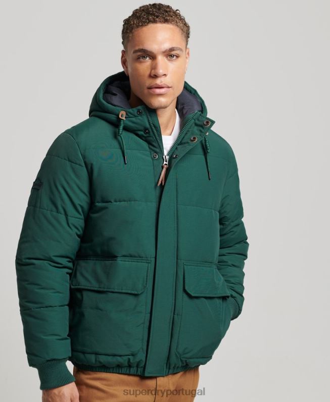 jaqueta puffer montanha homens verde roupas Superdry 2208H4516