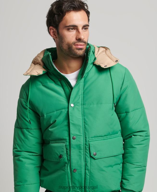 jaqueta puffer montanha homens verde roupas Superdry 2208H4750