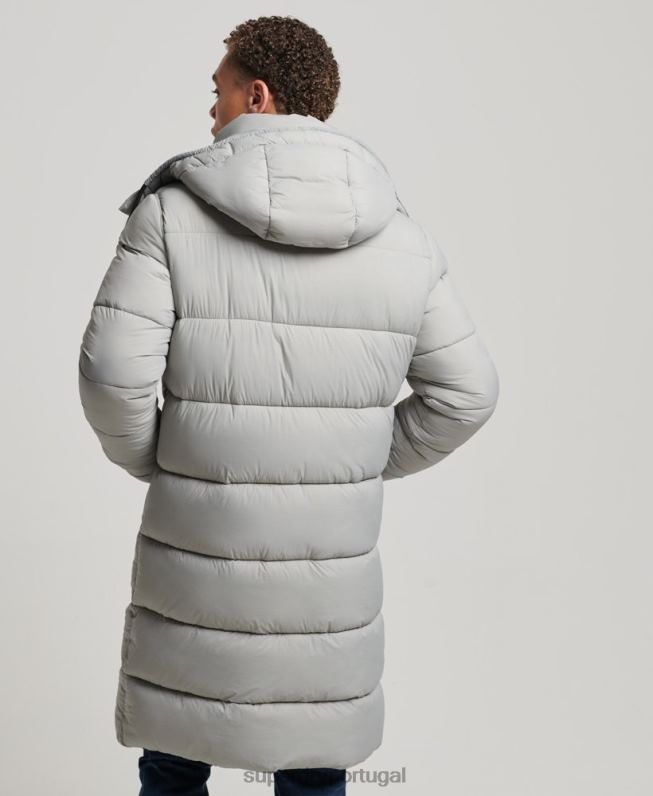 jaqueta puffer palangre ripstop homens cinza claro roupas Superdry 2208H1100