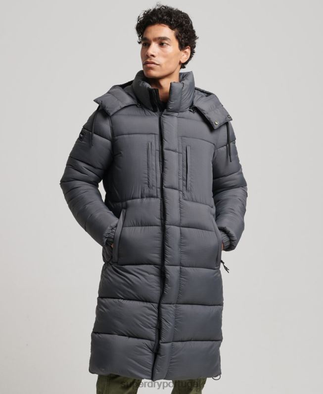 jaqueta puffer palangre ripstop homens cinza roupas Superdry 2208H1042
