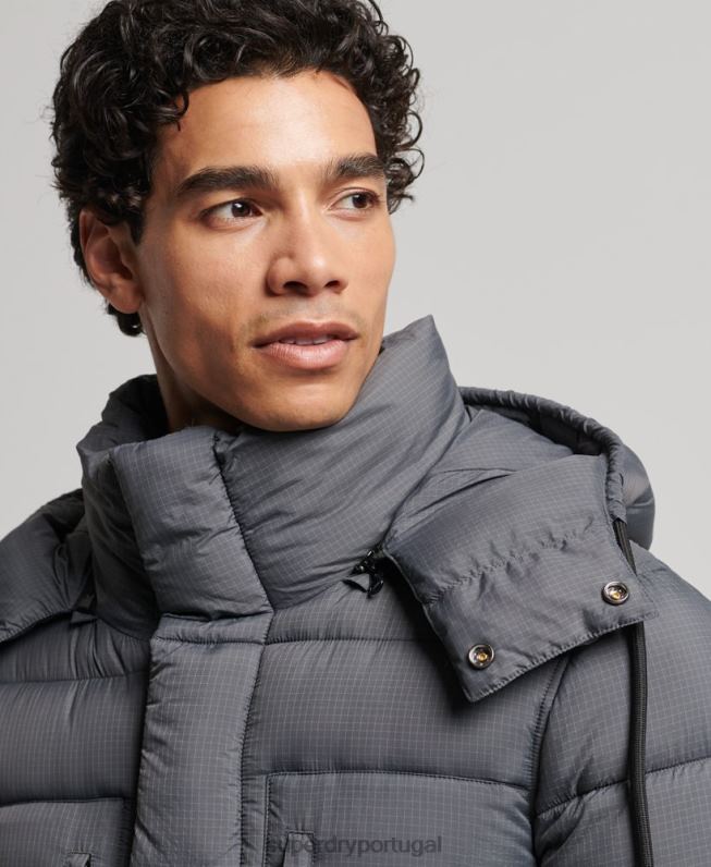 jaqueta puffer palangre ripstop homens cinza roupas Superdry 2208H1042