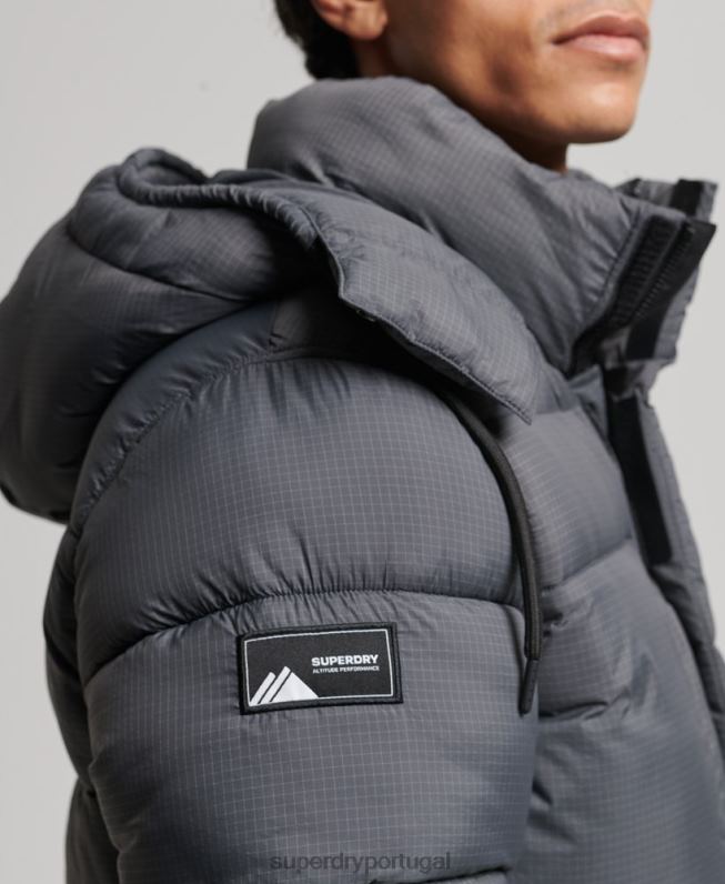 jaqueta puffer palangre ripstop homens cinza roupas Superdry 2208H1042