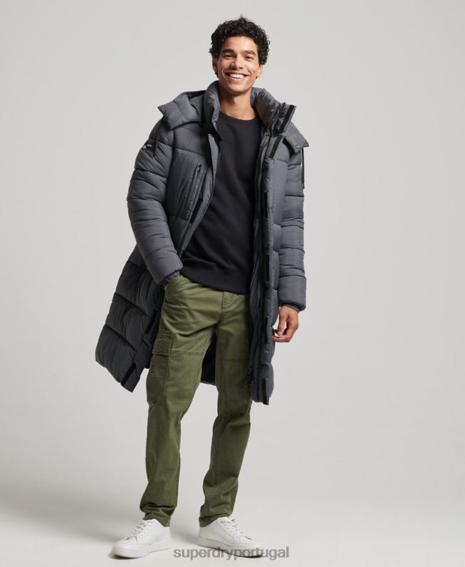 jaqueta puffer palangre ripstop homens cinza roupas Superdry 2208H1042