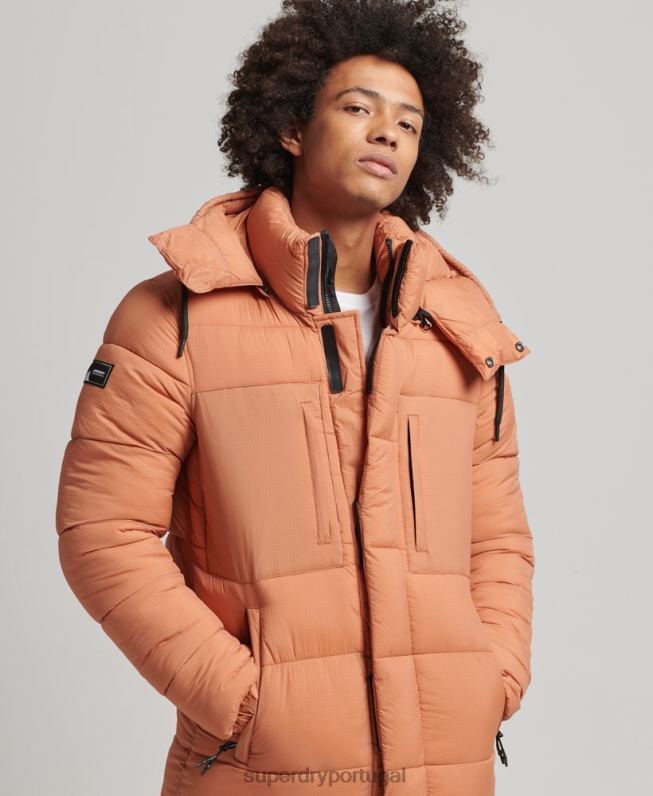 jaqueta puffer palangre ripstop homens laranja roupas Superdry 2208H4546