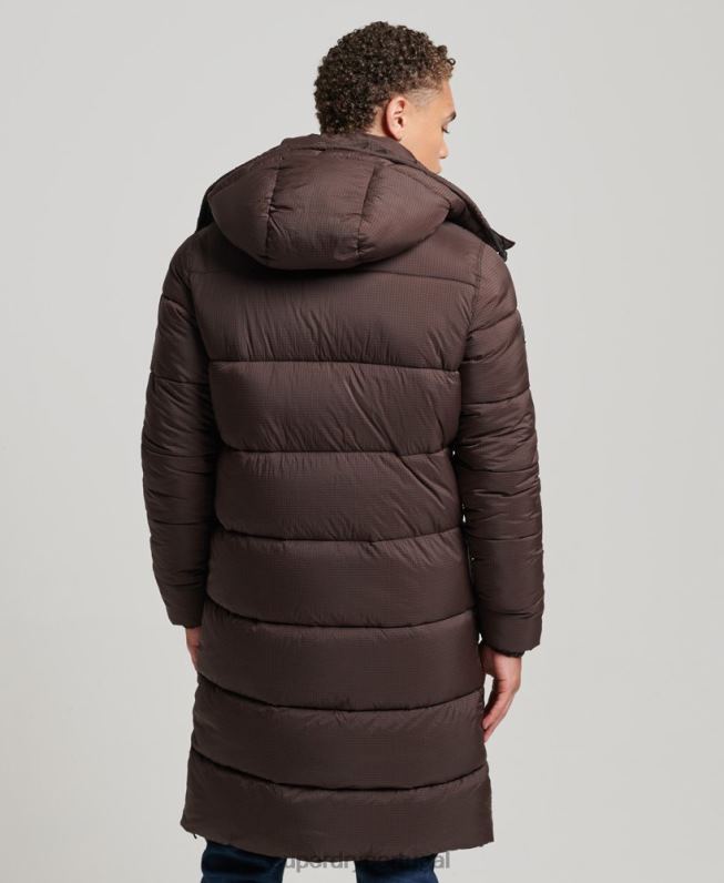 jaqueta puffer palangre ripstop homens marrom roupas Superdry 2208H4454