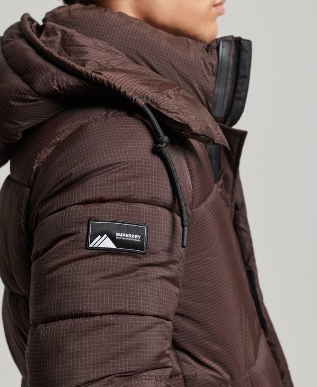 jaqueta puffer palangre ripstop homens marrom roupas Superdry 2208H4454