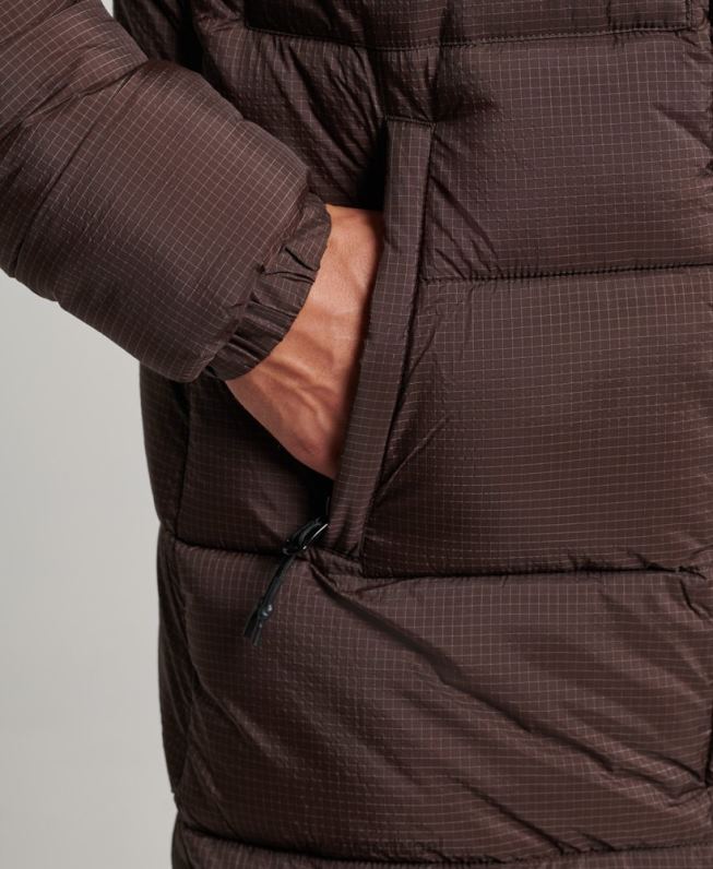 jaqueta puffer palangre ripstop homens marrom roupas Superdry 2208H4454