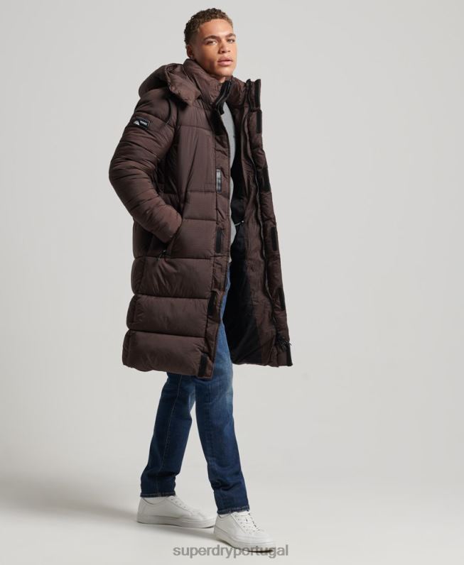 jaqueta puffer palangre ripstop homens marrom roupas Superdry 2208H4454
