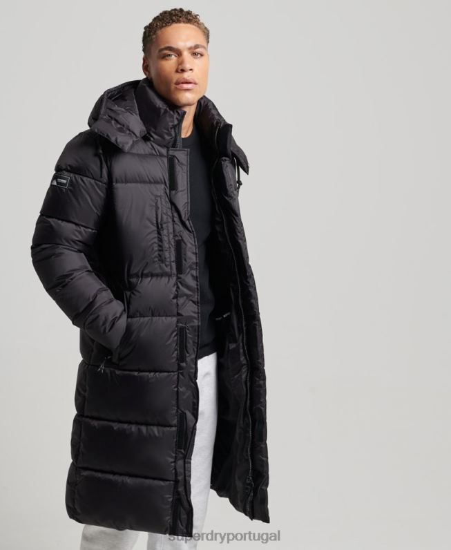 jaqueta puffer palangre ripstop homens preto roupas Superdry 2208H1076
