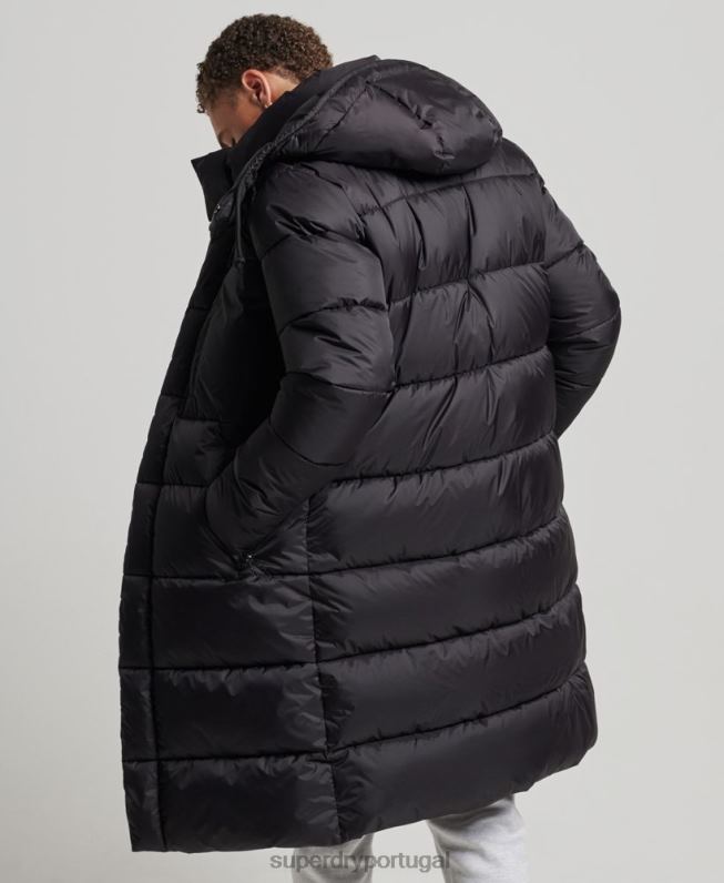 jaqueta puffer palangre ripstop homens preto roupas Superdry 2208H1076